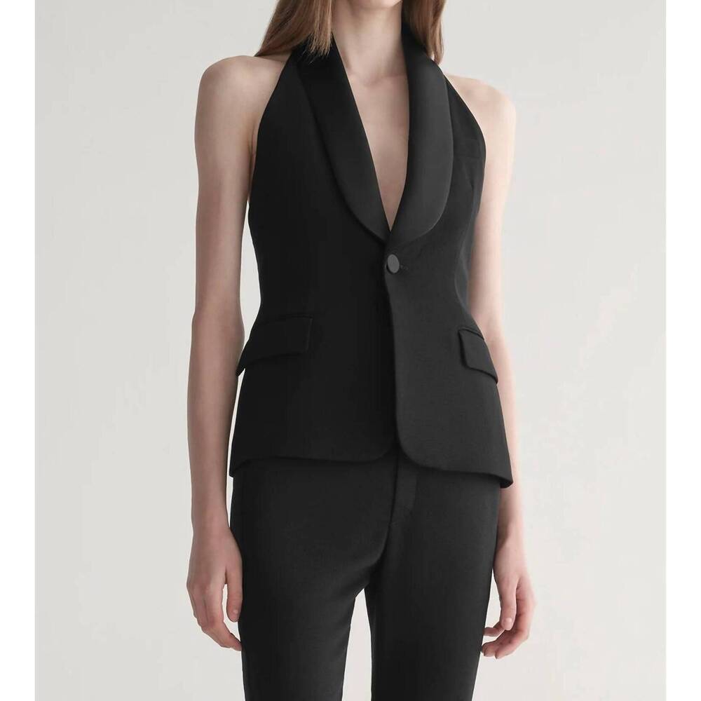 NEW A.L.C. payton halter neck vest in black